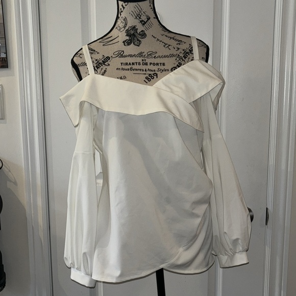 Joseph Ribkoff White Off-the-Shoulder Blouse - Picture 2 of 10